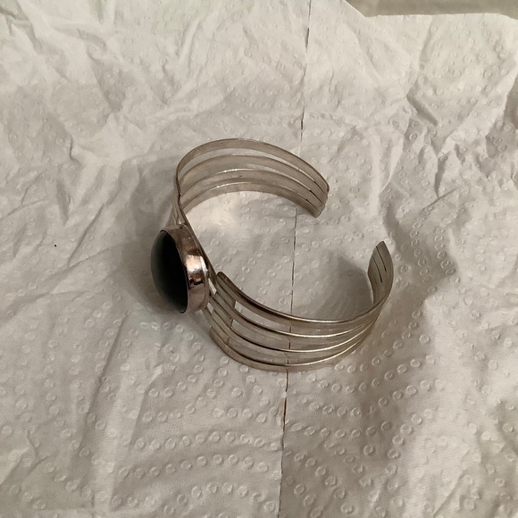 Dominique Dinouart DDD 925 Silver Black Ónix Inlay Cuff Bangle + Ring 8.5 Set - Picture 6 of 15